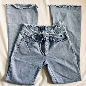 Simple Society light wash  Lace-Up Women Jeans